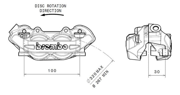 Ktm 1290 Super Adventure S [BREMBO] - P4 forreste venstre bremsekaliber titanium Ø32mm