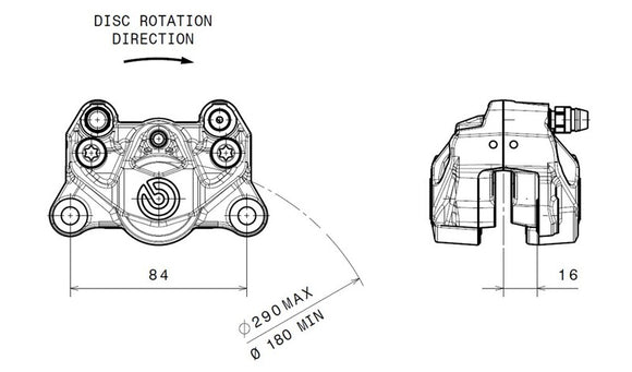 Ducati Panigale 1199 [BREMBO] - Bremsecaliper bak Ø34mm svart
