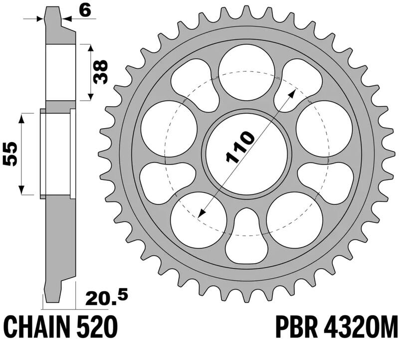 Hypermotard 950 [PBR] - Kettenrad Aluminium verstärkt - 520