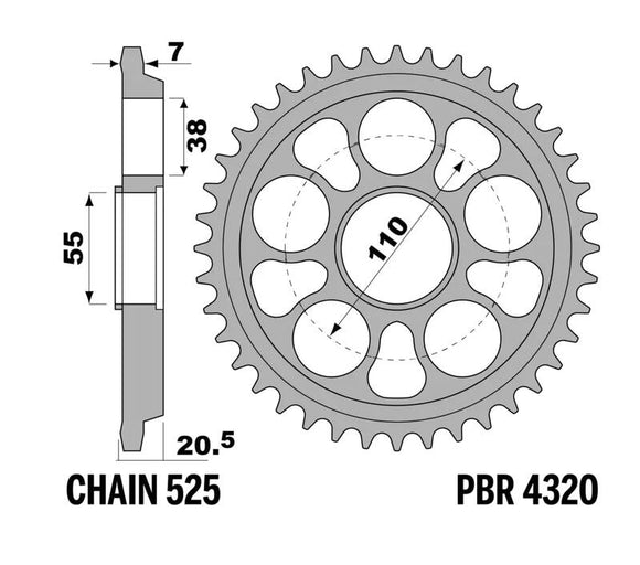 Ducati ハイパーモタード 796 [PBR] - スプロケット スチール強化 - 525