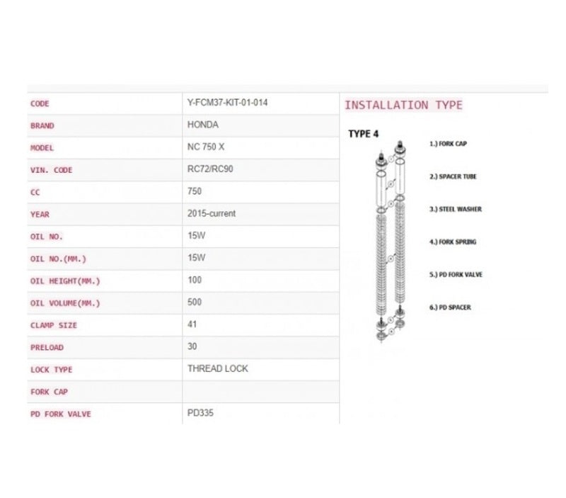 Honda Nc 750 [YSS] - Uppgraderingssats gaffel - Sport