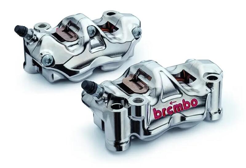 Hypermotard 939 [BREMBO RACING] - Paar GP4RX - 1mm Bremssättel (CNC-gefräst - verchromt) (mit Belägen)