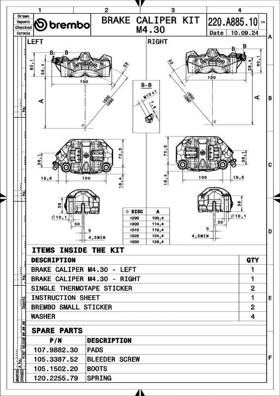 Bmw M 1000 [BREMBO RACING] — пара передних радиальных тормозных суппортов M5, 4 поршня Ø3 мм
