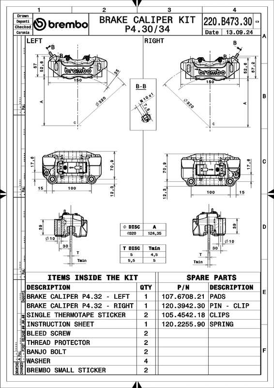 Triumph Street Triple 765 [BREMBO RACING] - UPGRADE GP4-RB 4-Kolben-Bremssättel (Paar) vorne, Ø 30/34 mm