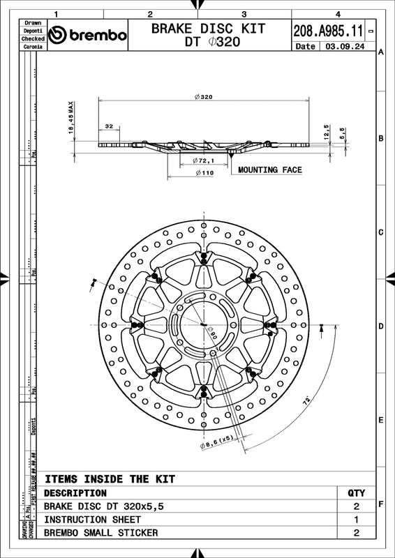 Ducati 749 [Brembo Racing] - アップグレード T-Drive フローティング ブレーキ ディスク - 208A98511