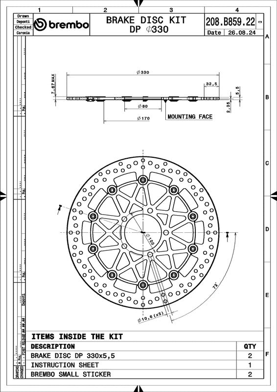 Kawasaki Zx-10Rr [BREMBO RACING] - Disques de frein flottants ronds UPGRADE Supersport - par paire