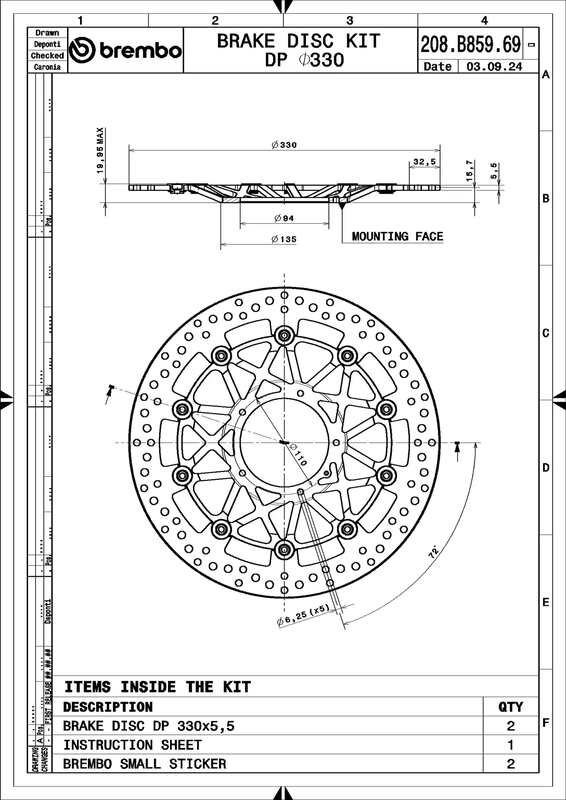 Honda Cbr 1000 Rr-R Fireblade Sp [BREMBO RACING] - UPGRADE Supersport schwimmende Bremsscheibe - 208B85969