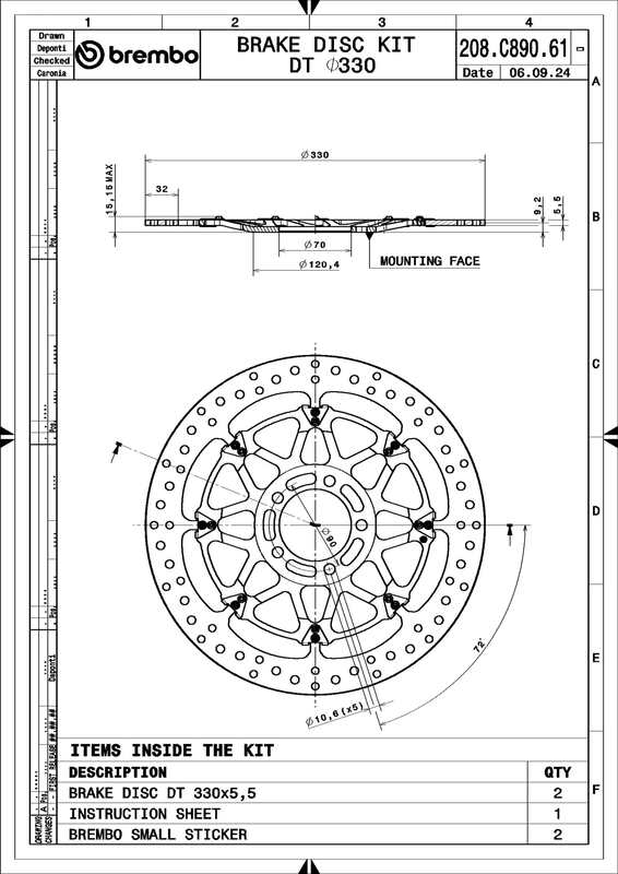 Kawasaki Zx-10Rr [BREMBO RACING] - ATUALIZAÇÃO do par de discos de freio flutuante T-Drive - 208C89061