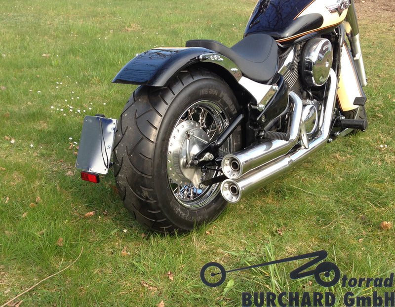 Kawasaki Vn 800 [BURCHARD EXCELLENCE] - Seitlicher Kennzeichenhalter mit Teilegutachten, Kawasaki VN 800 Vulcan /Classic, chrom