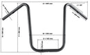 Yamaha Xvs 950 [HIGHWAY HAWK] - Bad Hawk 1 Zoll Lenker mit 3 Bohrungen, 845mm breit 370mm hoch, chrom