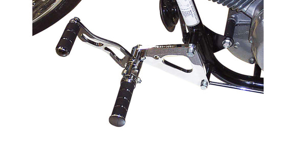 Honda Vt 125 [BURCHARD EXCELLENCE] - передняя система подножек с ABE, +16 см, Honda VT 125 Shadow, фрезерованный Ness, хром