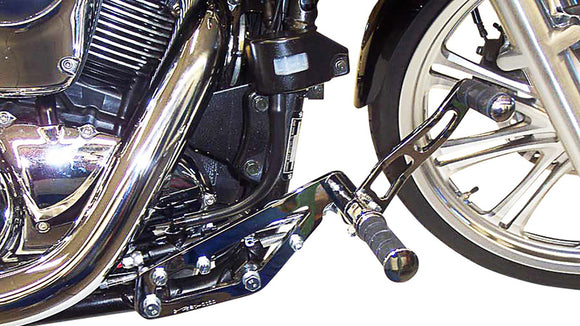 Kawasaki Vn 900 [BURCHARD EXCELLENCE] - fremre fotstøttesystem med ABE, +17 cm, Kawasaki VN 900 Classic /Custom, Sundance frest, krom