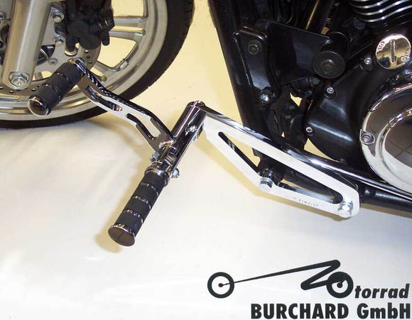 Kawasaki Vn 900 [BURCHARD EXCELLENCE] - fremre fotstøttesystem med ABE, +17 cm, Kawasaki VN 900 Classic /Custom, Sundance glatt, blank svart