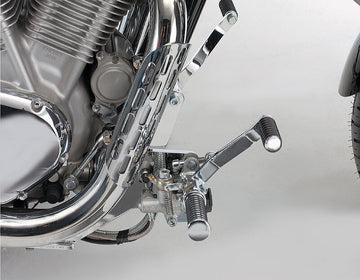 Suzuki Vs 1400 Intruder [BURCHARD EXCELLENCE] - vorverlegte Fußrastenanlage mit Teilegutachten, +25 cm, Suzuki VS 1400 Intruder, Sundance glatt, schwarz glänzend