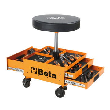 BETA Swivel workshop seat with tool drawers