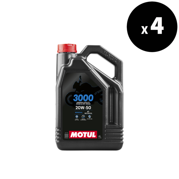 3000 4Tモーターオイル20W50 4L -4パック[Motul]