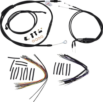 harley davidson flst [BURLY BRAND] – Komplettes Schwarzes Vinyl-Lenkerzug-/Leitungskit für Ape Hanger