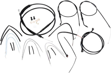 Harley-Davidson Street Bob [BURLY BRAND] - Kit completo di cavi/linee manubrio in vinile nero per Ape Hangers