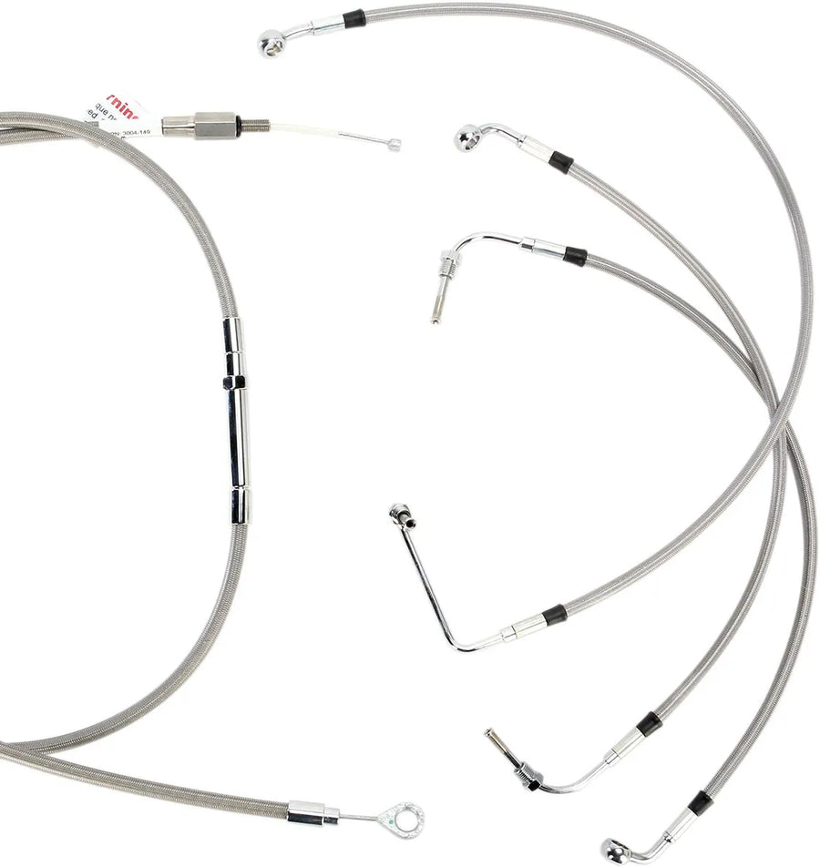 harley davidson flhtcu [BURLY BRAND] – Komplettes Edelstahl-Lenkerzug/Bremsleitungs-Kit