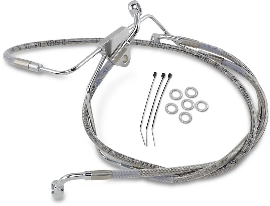 harley davidson flhtc [DRAG SPECIALTIES] – Edelstahl-Bremsleitungs-Kit in verlängerter Ausführung