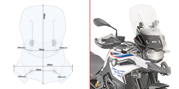 Bmw F750 Gs [2018-2020] - Airflow Windschild transparent - 470 x 490mm mit ABE