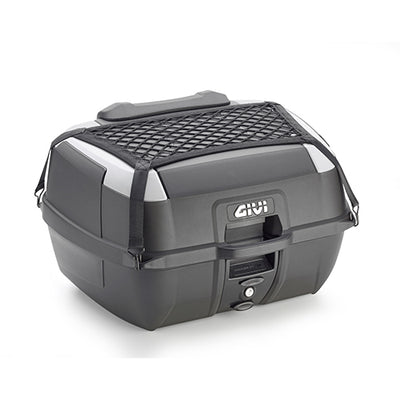 B45 - Monolock Topcase inkl. Platte – schwarz uni / 45 Liter Volumen / graue Einsätze