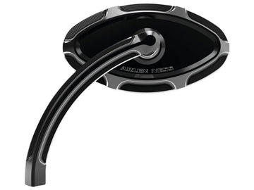 Harley Davidson-Beveled Cat Eye Mirror Short Stem Black Anodized - 0