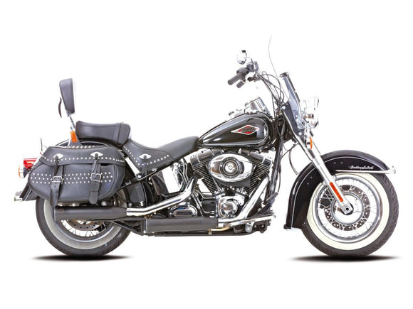 Harley Davidson Flde [2018-2020] -Doble sporene slip-on lyddemper svart sateng