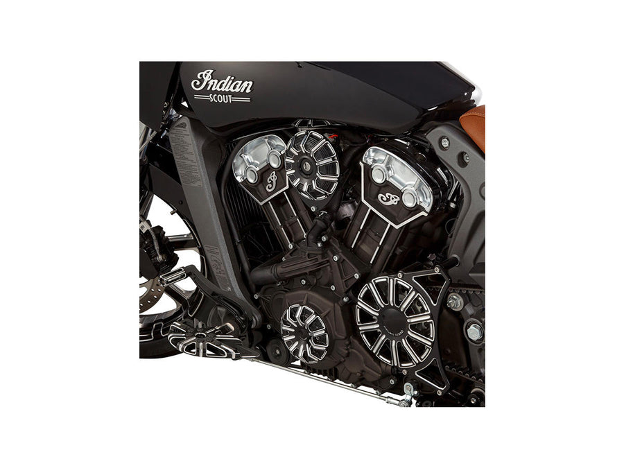 Harley Davidson Indian Scout [2015-2024] – 10-Gauge Statorabdeckung Schwarz Eloxiert
