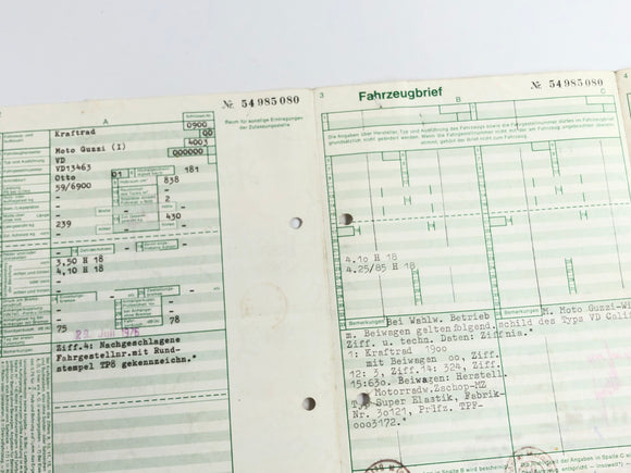 Moto Guzzi 850 -T3 VD [1979] - рама с бумагами