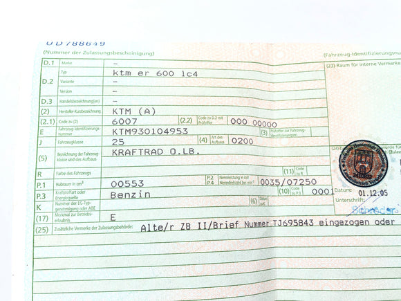 KTM LC4 ER 600 [1994] - Rahmen mit Papieren