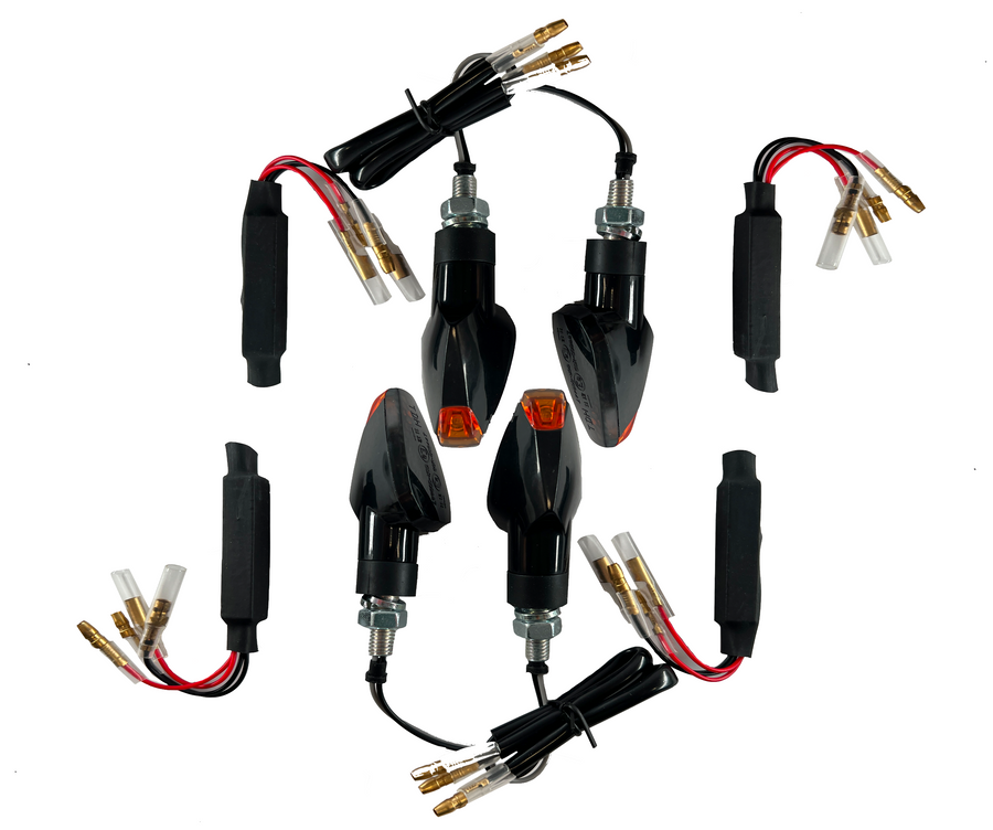 4 LED Blinker Schwarz Widerstände [E-Prüfzeichen] - Universal M8 Gewinde
