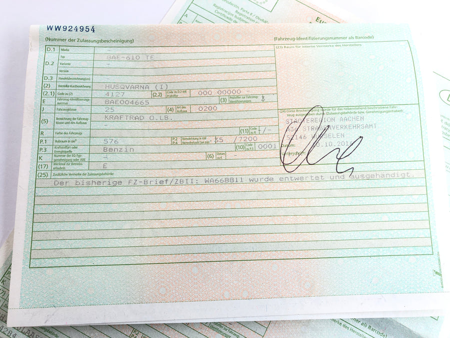 Husqvarna TE 610 8AE [1992] - Frame con documenti