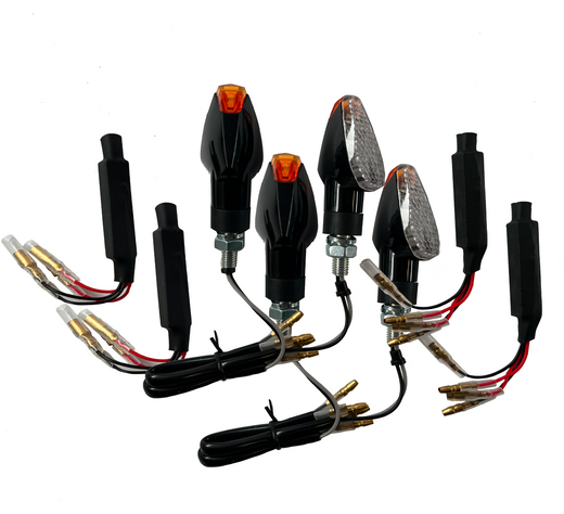 4 LED indikatoriai skaidrūs su rezistoriais [E-mark] - universalus motociklas