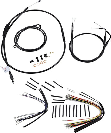 harley davidson flstc [BURLY BRAND] - Komplet sort vinyl styrkabel/line-sæt til Ape Hanger
