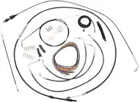 Harley Davidson Flhri [LA CHOPPERS] – Komplettes Schwarzes Vinyl-Geflochtenes Lenkerzug-/Bremsleitungs-Kit