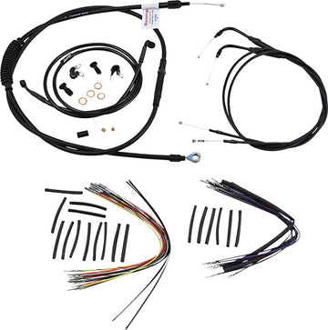 Harley Davidson FXST [BURLY BRAND] - Kit complet de câbles/lignes de guidon en vinyle noir pour cintres Ape - 0