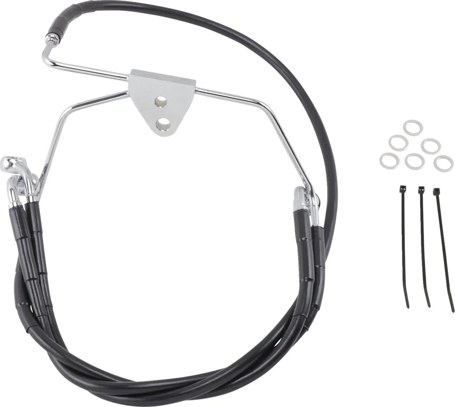 harley davidson flhtcui [DRAG SPECIALTIES] - Zestaw przedłużanych czarnych przewodów hamulcowych z winylu