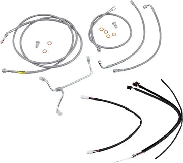 Harley Davidson Flhx [BURLY BRAND] – Komplettes Edelstahl-geflochtenes Lenkerzug-/Bremsleitungs-Kit