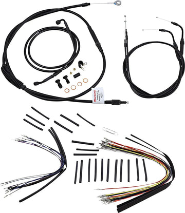 harley davidson flstc [BURLY BRAND] - Komplet sort vinyl styrkabel/line-sæt til Ape Hanger - 0