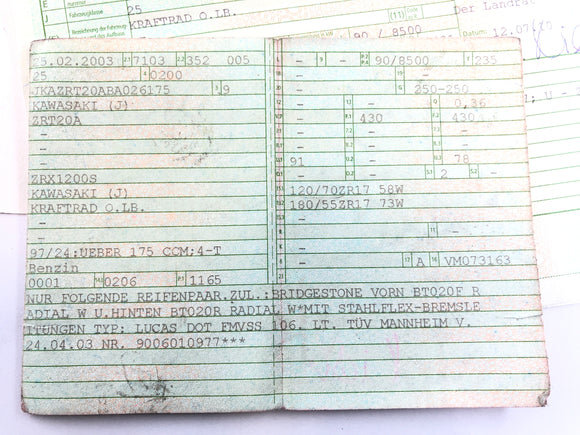 Kawasaki Zrx 1200 S ZRT20A [2003] - rám s papíry