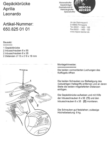 Aprilia Leonardo 125 [1996-1998] - Most bagażowy