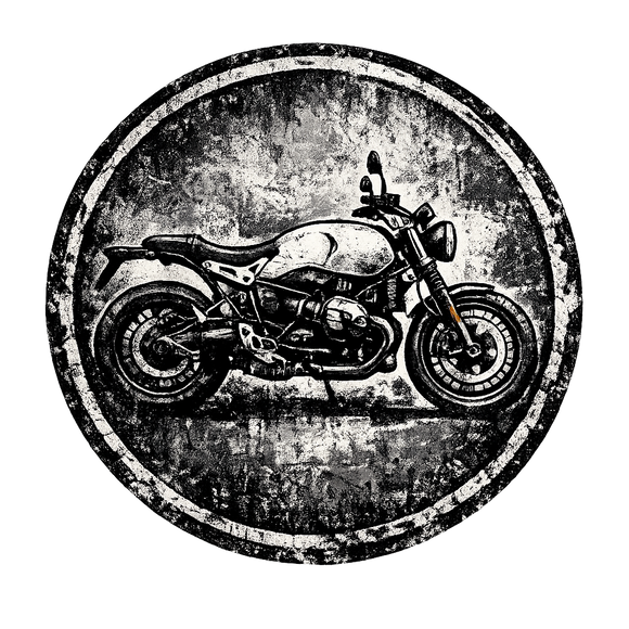 Bmw r ninet pure [Mok Wit] - Grunge Badge - Enkelzijdig