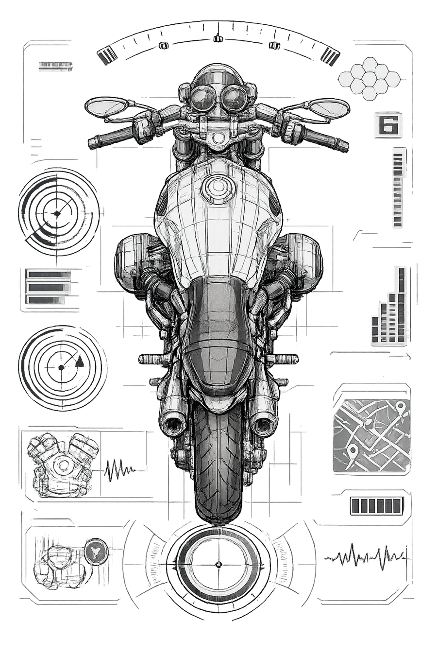 Bmw r ninet pure [杯白] - 自上而下的技术 - 单面