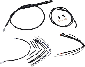 Harley-Davidson Street Bob [BURLY BRAND] - Kit completo di cavi/linee manubrio in vinile nero per Ape Hangers