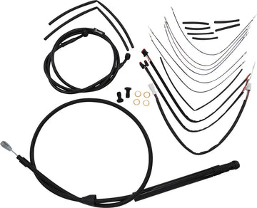 harley davidson softail street bob fxbb [BURLY BRAND] – Komplettes schwarzes Vinyl-Lenkerzug-/Leitungskit für Ape Hangers