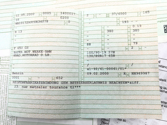 BMW F 650 GS R13 [2002] - quadro com papéis