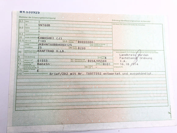 川崎vn 1600平均条纹VNT60B [2005]  - 带有论文的框架