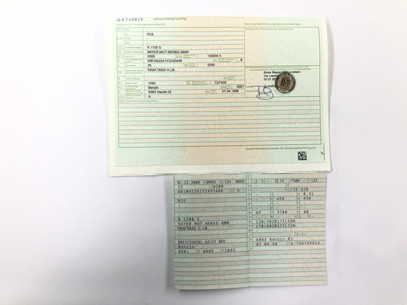 BMW R 1100 S R2S [2000] - Ramme med rammehode og papirer