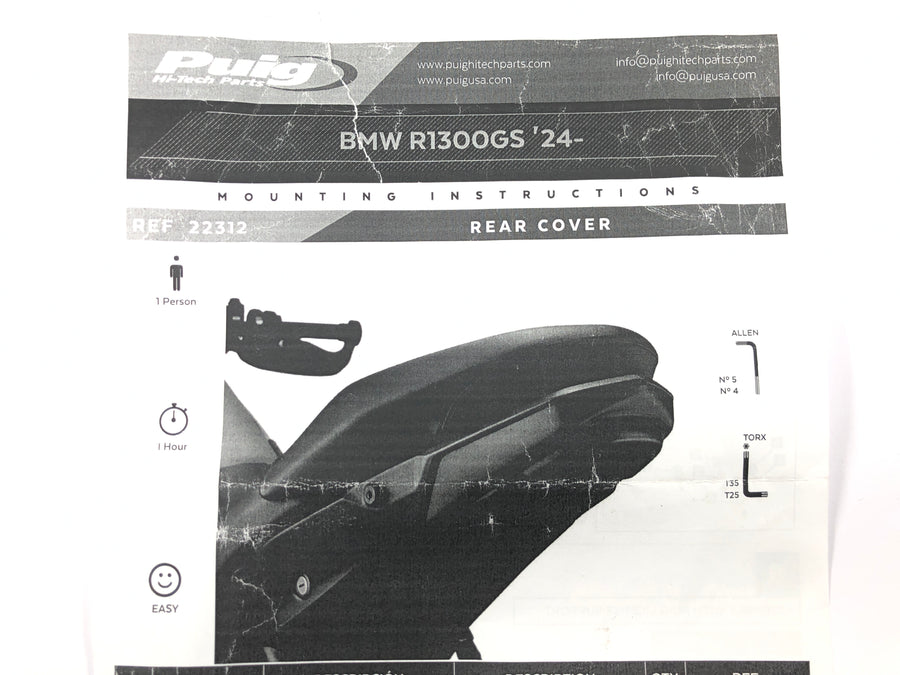 BMW R 1300 GS [2025] - Cache arrière Couvercle arrière Noir mat
